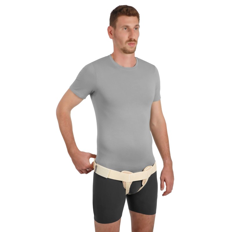 Movibrace Inguinal Groin Hernia Belt Beige (Medium, Double)