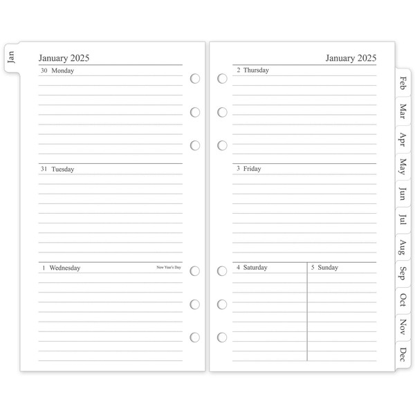 2025 Weekly & Monthly Planner Refill, A6 planner Inserts with