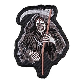 Grey Grim Reaper Skull Patch, Death Skull Patches
