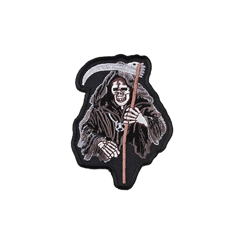 Grey Grim Reaper Skull Patch, Death Skull Patches