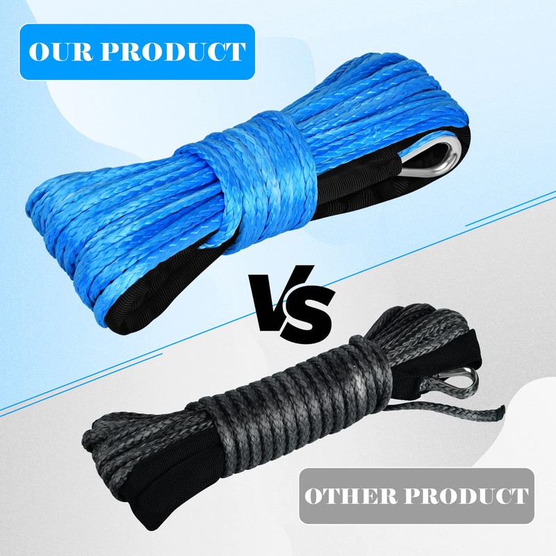 1/4" 50ft Winch Rope Kit, 7700LBs Tow Cable Rope, with