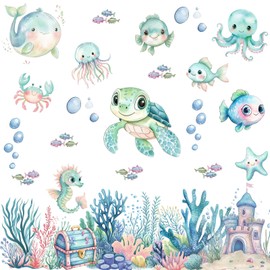 Bathtub Non-Slip Stickers, 25 PCS Large Cute Sea Creature Anti-Slip Grips for Kids Bath Tub and Shower Floor Decor with Scraper
