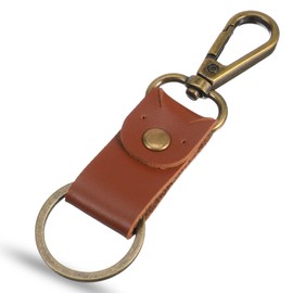 Ymapinc Vintage Leather Key Chain Holder for Men, Brown Detachable Men's Key Ring Car Keys Clip Purse Fob Keychain - PU Leather