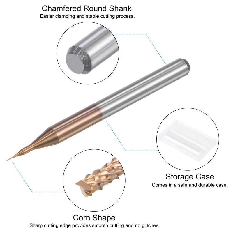 sourcing map 4 Piece End Mill CNC Cutter Titanium Coated