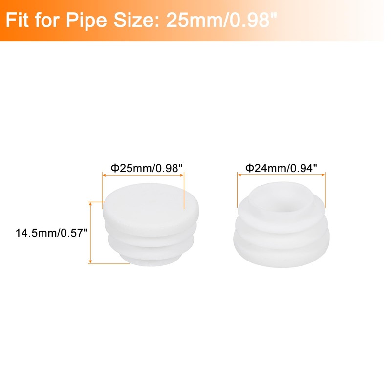 uxcell 8Pcs Round Plastic Hole Plug, 0.98" Dia Rubber End