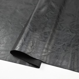 150cm x 140cm （59 x54 Inch） Soft Leather Fabric - Faux Leather Fabric -1mm Thick for Upholstery - DIY Crafts - Black Crazy Horse Distress