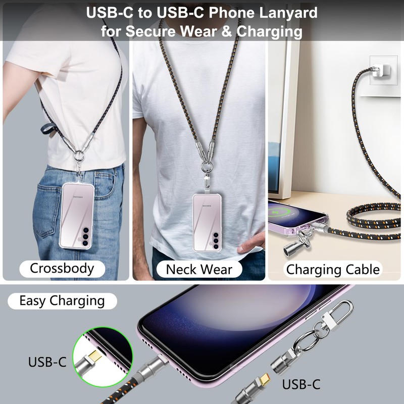 AICase Phone Lanyard Built in Charging Cable for Android Phones,