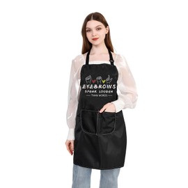 BDPWSS Eyebrow Artist Apron With Pockets Eyebrows Speak Louder Than Words Gift For Makeup Artist Gift Deaf Awareness ASL Gift (Eyebrows Speak APCA)
