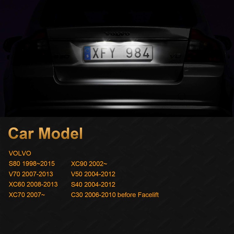 OZ-LAMPE LED Number Plate Light for Volvo V70, S80, XC60,