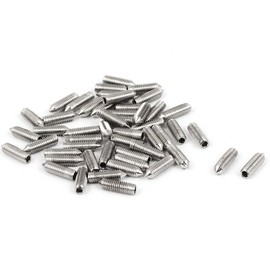 uxcell M3 x 10mm Cone Point Hex Socket Set Grub Screw Silver Tone 50 Pcs