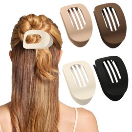 Flat Claw Clips for Women,4 PCS Curved Design Hair Clips, Matte Strong Hold Hair Claw Clips for Thin, Thick Hair,Hair Accessories for Women and Girls
