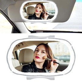 Car Visor Mirror,Car Visor Mirror Clip on,Rechargeable Makeup and Mirror Car Dimmable,Car Visor Vanity Mirror Can Also be a Holiday Gift (White)
