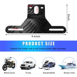 Kewucn 2 soportes de aluminio para matrícula de remolque, soporte para placa de matrícula con orificio de montaje de luz, accesorios universales para coche para la mayoría de remolques, camiones,