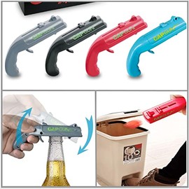 Abridor de botellas, Destapador de Cerveza de 4 Piezas, Pistolas de Cerveza Creativo Alcance de Más de 5 Metros para el Hogar Bar Fiesta Beber Sacacorchos de Cerveza (rojo, gris, negro, azul)