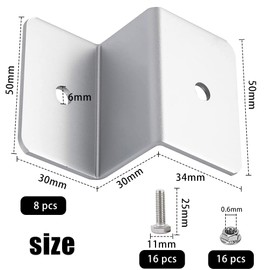 Pack of 8 Solar Panel Z Brackets, Solar Panel Mounting Bracket, Z-Holder, Solar Panel Mounting Bracket, Motorhome, Solar Panel Z Holder with 16 Nuts and 16 Screws