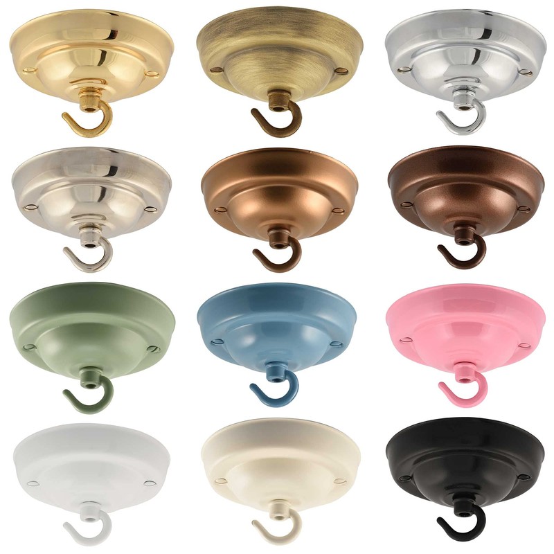 ElekTek 108mm Diameter Ceiling Rose with Hook Metallic Finishes Powder