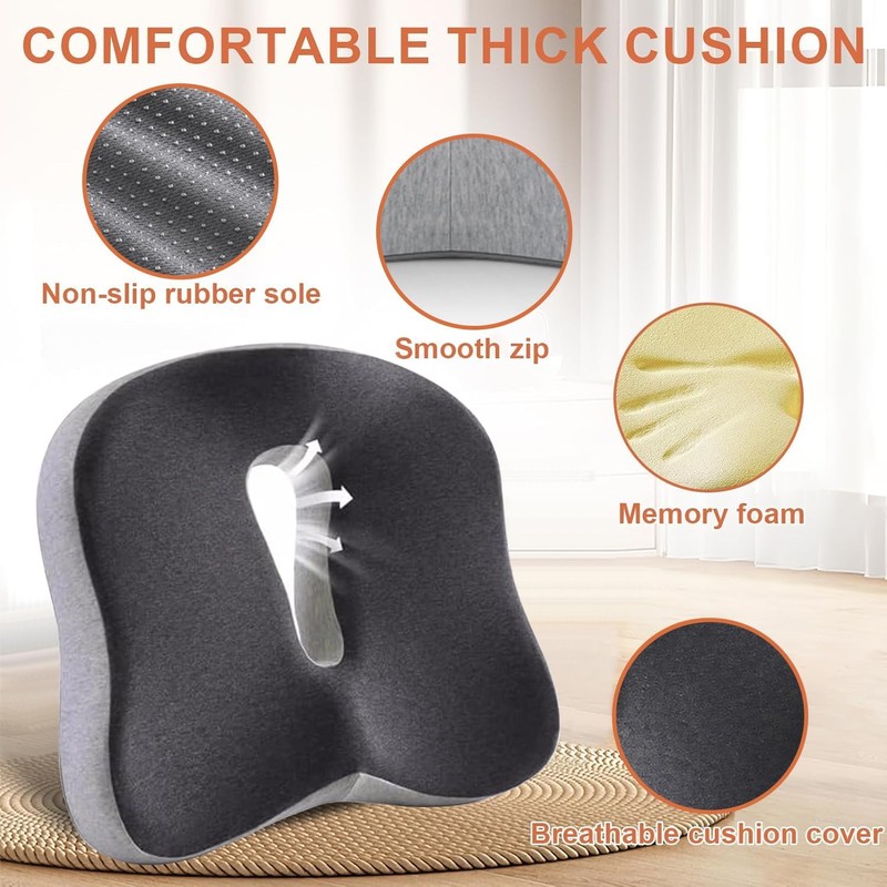 Cojín de Asiento ergonómico,Cojín de Silla,Cojín para la Espalda, Funda
