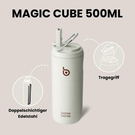 Stainless Steel Drinking Bottle with Straw, 500 ml, Leak-Proof Sports Water Bottle, Ideal for School, Office, Hiking and Excursions, BPA-Free (Grey)