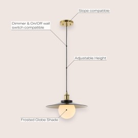 JONATHAN Y JYL1328A Hadley 14.5" 1-Light Scandinavian Farmhouse Iron/Frosted Glass LED Pendant, Oil Rubbed Bronze/Brass Gold for Kitchen Island, Dining Table, or Office