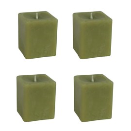 Candlestock Real Bayberry Square Votive Candle Pack - Pure Bayberry & Beeswax Blend - Pack of 4 Natural Square Votive Candles - No Fragrance Added