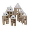 BOLTZE 6 x Decorative House Towny Wood Height 15-23.5 cm
