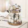 Lazy Susan Turntable Organizer Adjustable - 2 Tier Wood Rotating