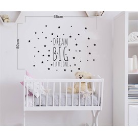 JOYRESIDE Dream Big Little One Night Sleep Wall Decal Vinyl Sticker Stars Decor Nursery Kids Babys Room Home Bedroom Quote Decoration YMX14 (Black, Small)