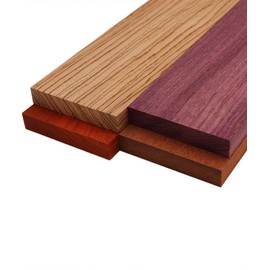 Imported Exotic Hardwood Variety Pack - Padauk, Zebrawood, Purpleheart, and Merbau (3/4" x 6" x 18" (4 Pcs))