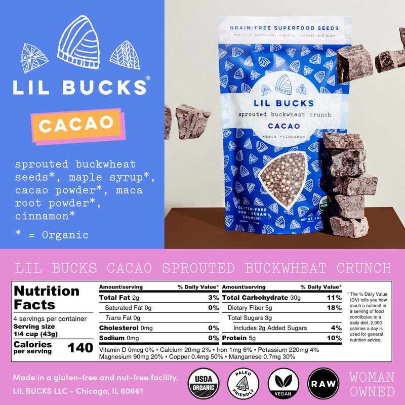 Lil Bucks Paleo Cereal - Sprouted Buckwheat Groats, Gluten Free