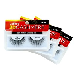 LAFLARE 3D CASHMERE Eyelashes, Natural Look, Wispy, Glam, Fresh, Fluffy, Soft, Reusable, Luxurious Handmade Strips False Lashes - 3 PACKS BUNDLE SPECIAL CW (CW314, 3)