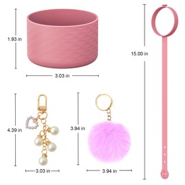 Allwith Silikon-Stiefel-Zubehör-Set für Owala Wasserflasche 680.4 g, inklusive Wasserflaschengriffriemen, Stiefel, Silikonring, Plüschball, Perlen-Schlüsselanhänger
