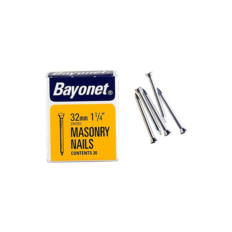 Masonry Nails ZINC Plated, 32MM (PK36), Nail Fasteners, Hardware, 36