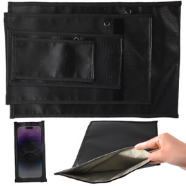 4-Piece Set Faraday Bags, Cell Phone Signal Blocking Bag, Four Different Sizes to Choose from, Flame Retardant and Waterproof, Effectively Shielding Electronic Signals(Black)