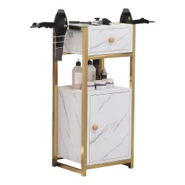 Taquillas Para Peluquerí Salón De Belleza Con Puerta Y Cajón Blanco + Oro