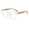 HFFKOS Transparent plastic frame wood grain glasses legs myopia glasses