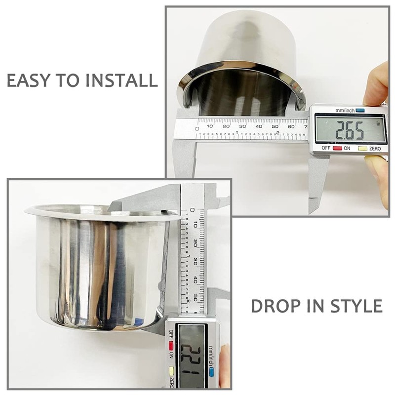 Game Table Stainless Steel Cup Holder Insert, Jumbo Drop-in Water