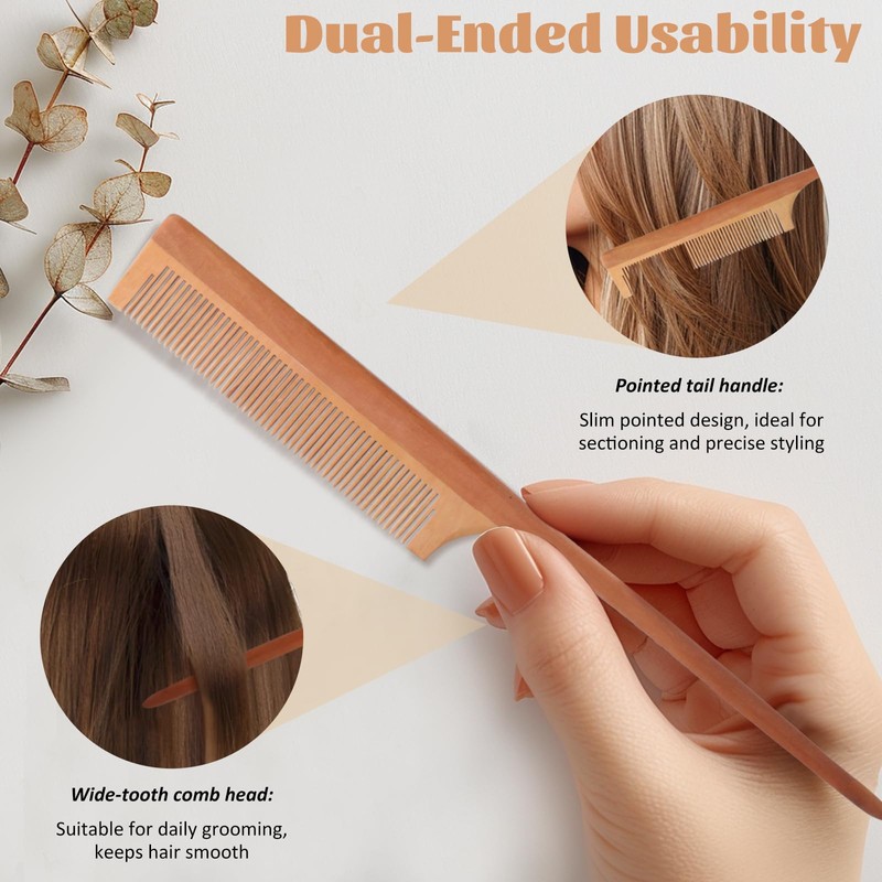 Rat Tail Wooden Comb for Daily Grooming and Styling, Unisex