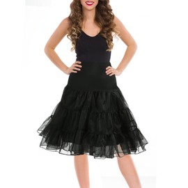 YAOGEG Petticoats for Women 50s Vintage Tulle Petticoat Half Slip Tutu Crinoline Underskirt (S, Black)