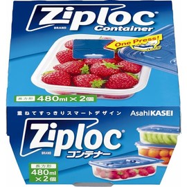 Ziploc Containers, Rectangular, 16.9 fl oz (480 ml), Pack of 2