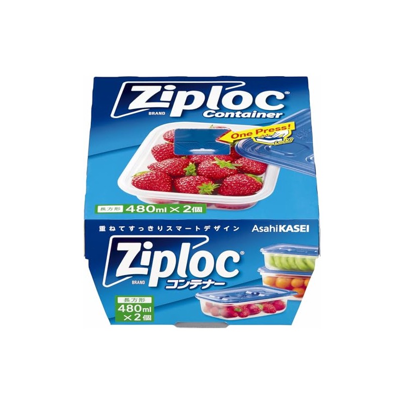 Ziploc Containers, Rectangular, 16.9 fl oz (480 ml), Pack of
