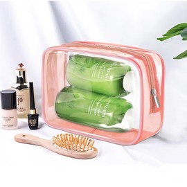 CarryEpic Clear Makeup Bag (4 Packs), TSA Approved Toiletry Bags for Traveling Small Size Cosmetic Storage Pouches for Women Organizer with Zipper Pink Orange Green Blue