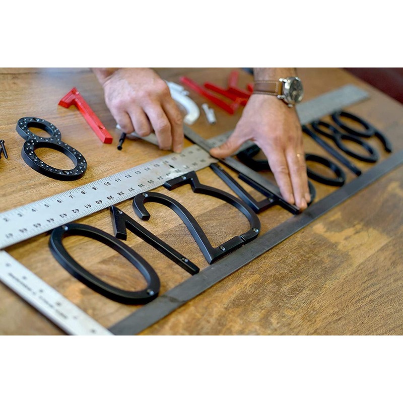 NACH Floating House Numbers, 6 inch Aluminum Black House Numbers