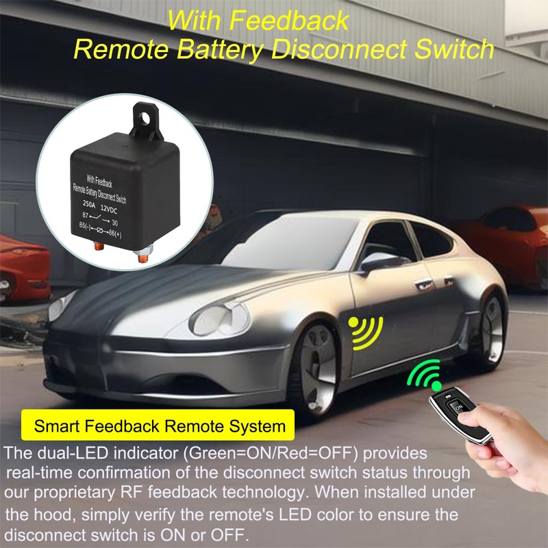 idealWIN with Feedback Remote Battery Disconnect Switch,Car Battery Cut Off