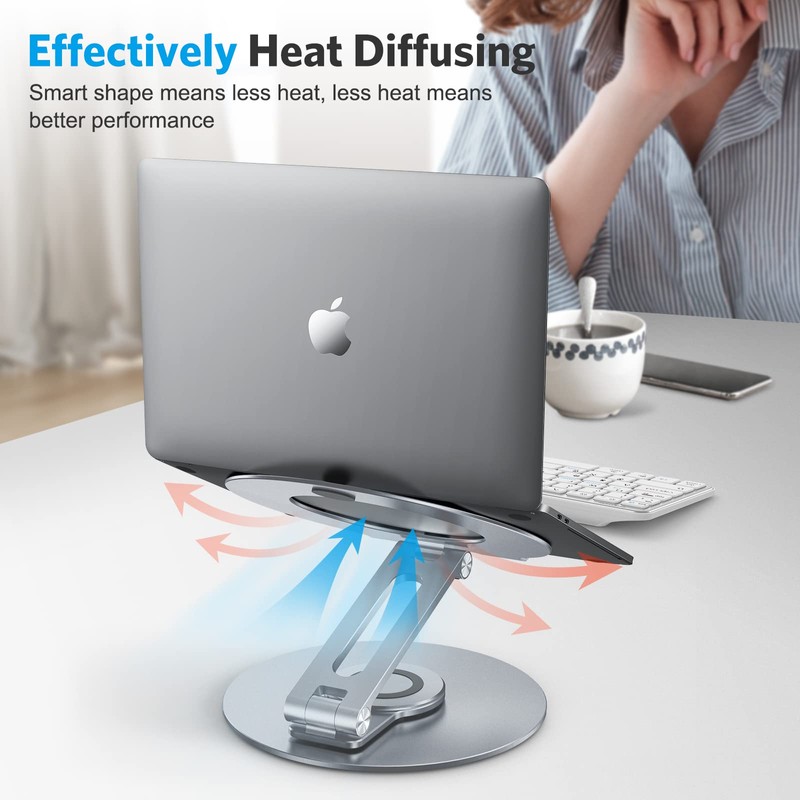 OMOTON Adjustable Laptop Stand with 360 Rotating Base, Ergonomic Laptop