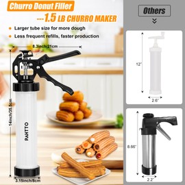 Churro Maker Kit, Hollow Churro Machine, Churro Maker Gun with Piping Bag and 2 Cleaning Brushes, 5 Nozzles for Various Shapes, Máquina para Hacer Churros, Perfect Gift
