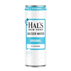 Hal’s New York Seltzer Sparkling Water, Zero Calories, Sugar-Free, Naturally Flavored, 12 Fl Oz Slim Cans (Pack of 24, Original)