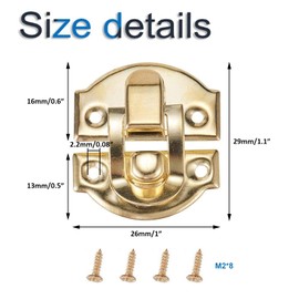 INCREWAY 20 Pack 29mmx26mm Box Latch Set,Drawer Cabinet Jewelry Wooden Case Box Hasp Latch Hasp,Gold