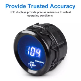 ADPOW Oil Temp Temperature Gauge Meter W/Thread NPT 1/8" Sensor for Car Truck Vehicle