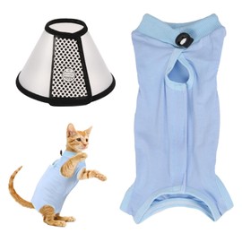 Cat Surgery Recovery Suit, Cat Professional Recovery Suit for Abdominal Wounds Skin Diseases, Surgery Recovery Suit E-Collar Alternative for Cats Small Dogs, Pajama Suit Anti Licking(S)