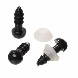 Unbranded 6 sets (12 pieces) Black Safety Eyes and Backs for Doll and Toy Making – 6mm
